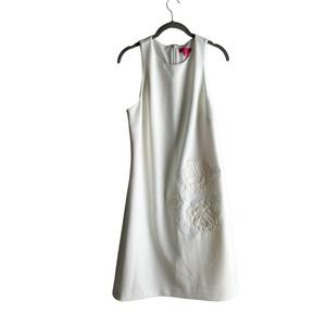 Betsey Johnson white elegant shift dress floral, asia inspired